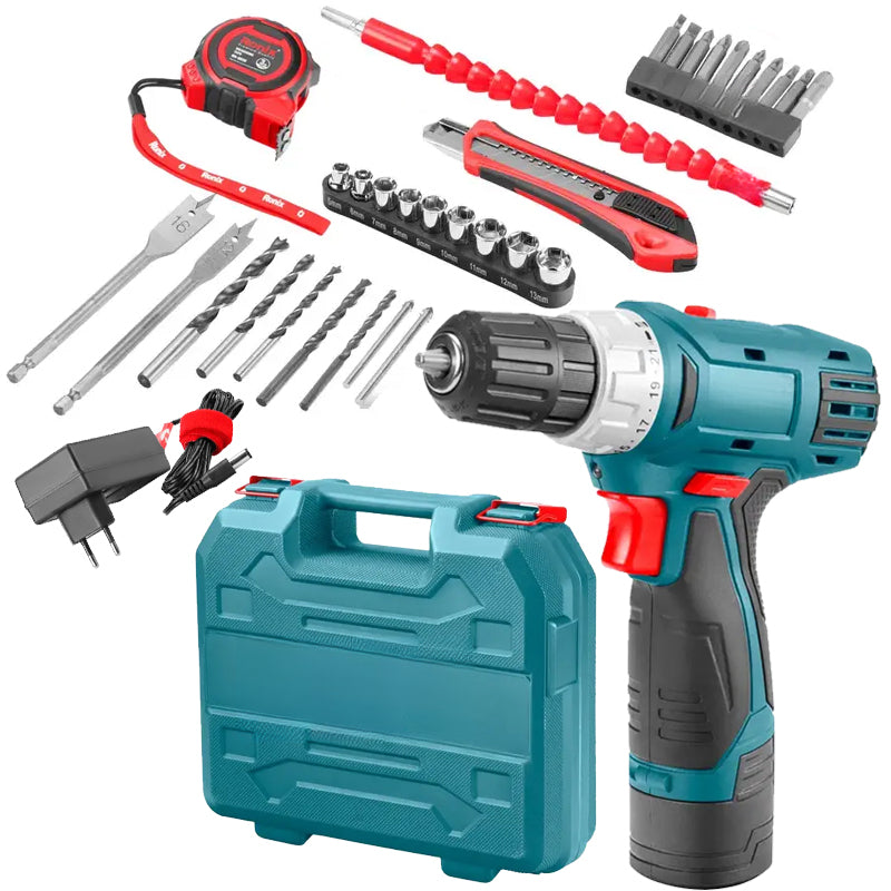 Ronix RS-8013 New Arrival In Stock 12V Cordless Drill Driver Kit 35pcs Tool Set With Hand Tools And Drill Bits