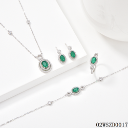 Blossom CS Wholesale Hot Dubai Jewelry Set 925 Sterling Silver Cubic Zirconia Emerald Quality Necklace 4 Piece Set For Woman