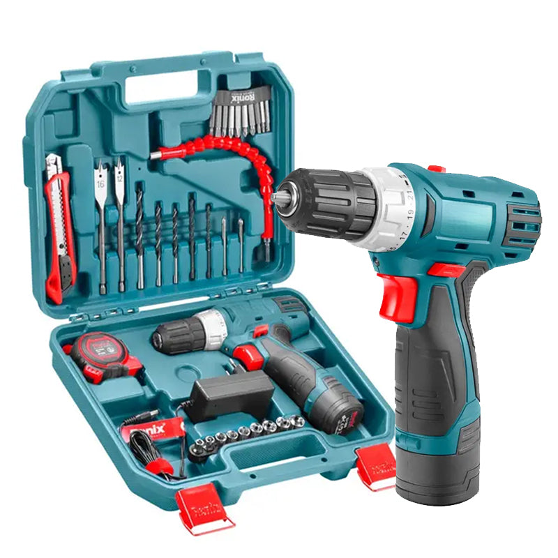 Ronix RS-8013 New Arrival In Stock 12V Cordless Drill Driver Kit 35pcs Tool Set With Hand Tools And Drill Bits