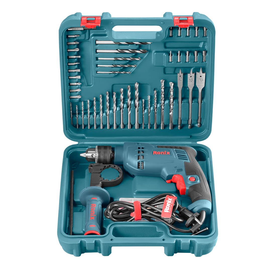 Ronix General Home Electric Drill Tool Set Toolbox Storage Case For Homeowner Handyman 220-240V 52 Pcs Impact Drill Kits